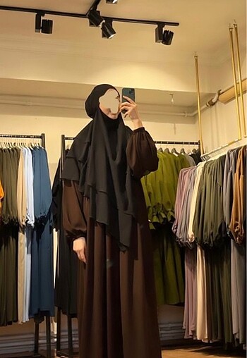 3 Katlı Siyah Khimar/Sufle