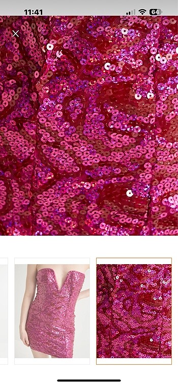 Koton Koton payetli pembe mini elbise
