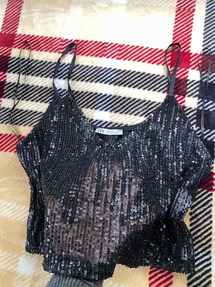 Zara parlak taşlı bluz - Görsel 2