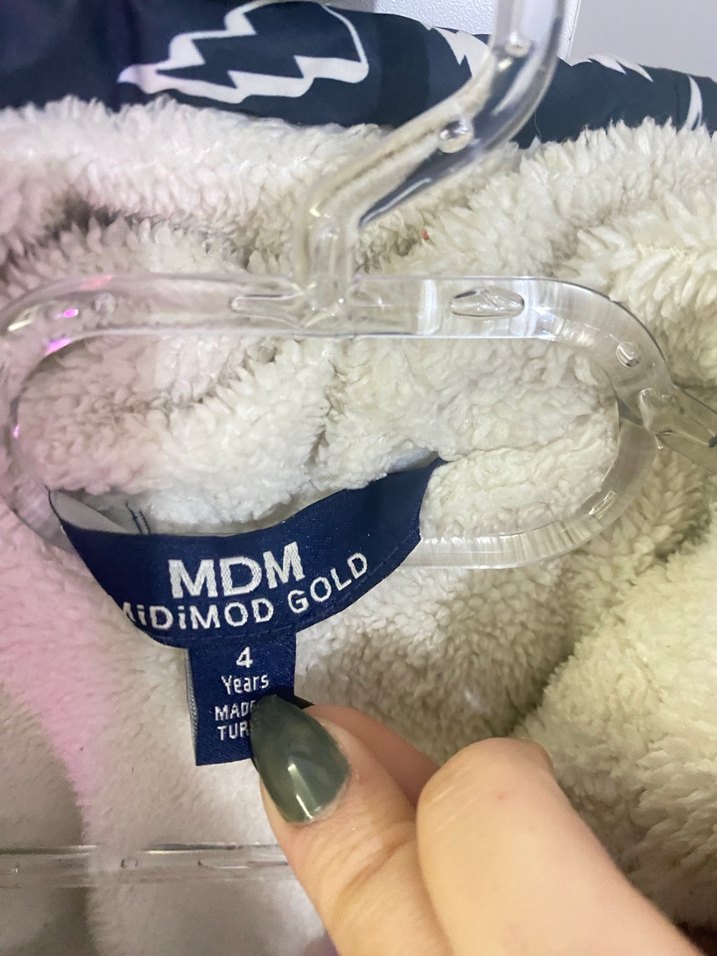 Kürk Detaylı Mavi Baskılı Erkek Çocuk Mont - Görsel 2