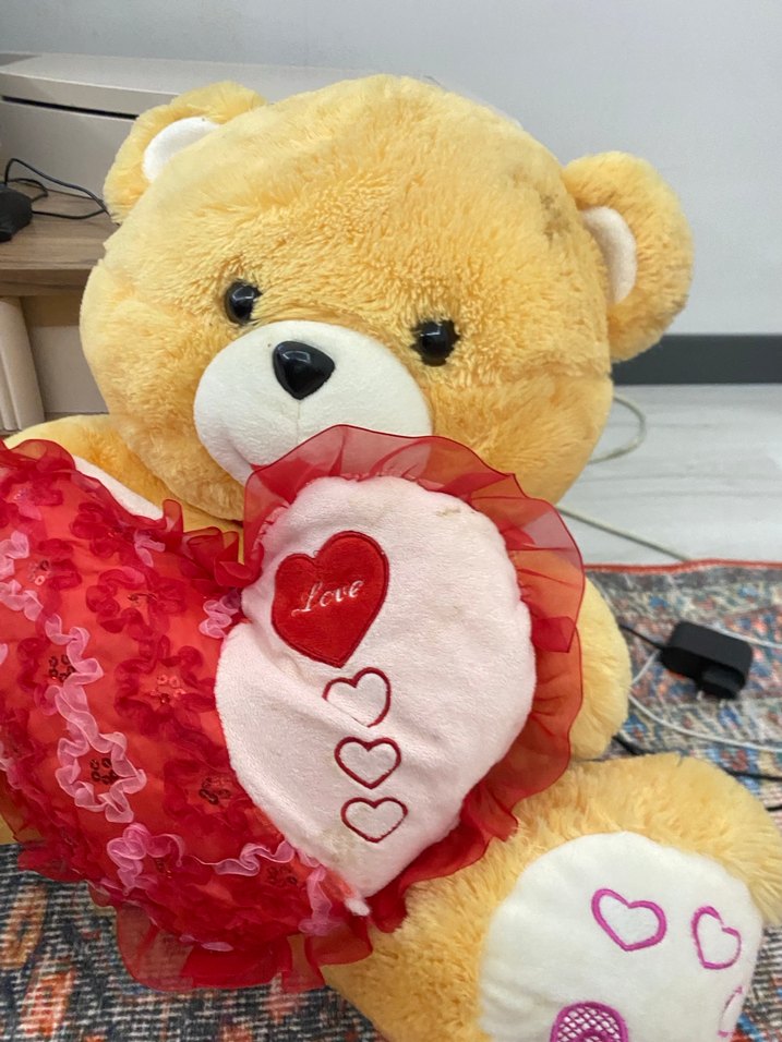 Kahverengi Peluş Ayı Kalp Yastıklı - Görsel 4