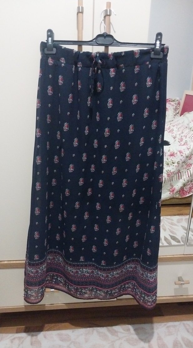 Bohem Tarzı Lacivert Uzun Etek - Görsel 2