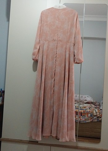 Dantel Detaylı Pembe Uzun Elbise - Görsel 10