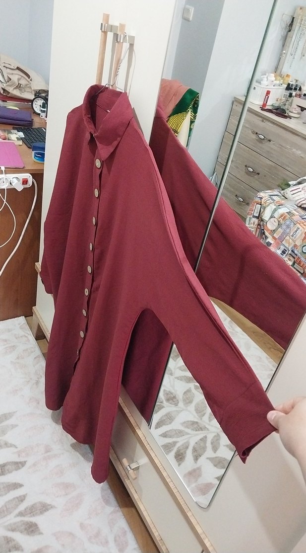 Bordo Uzun Kollu Kadın Tunik - Görsel 5