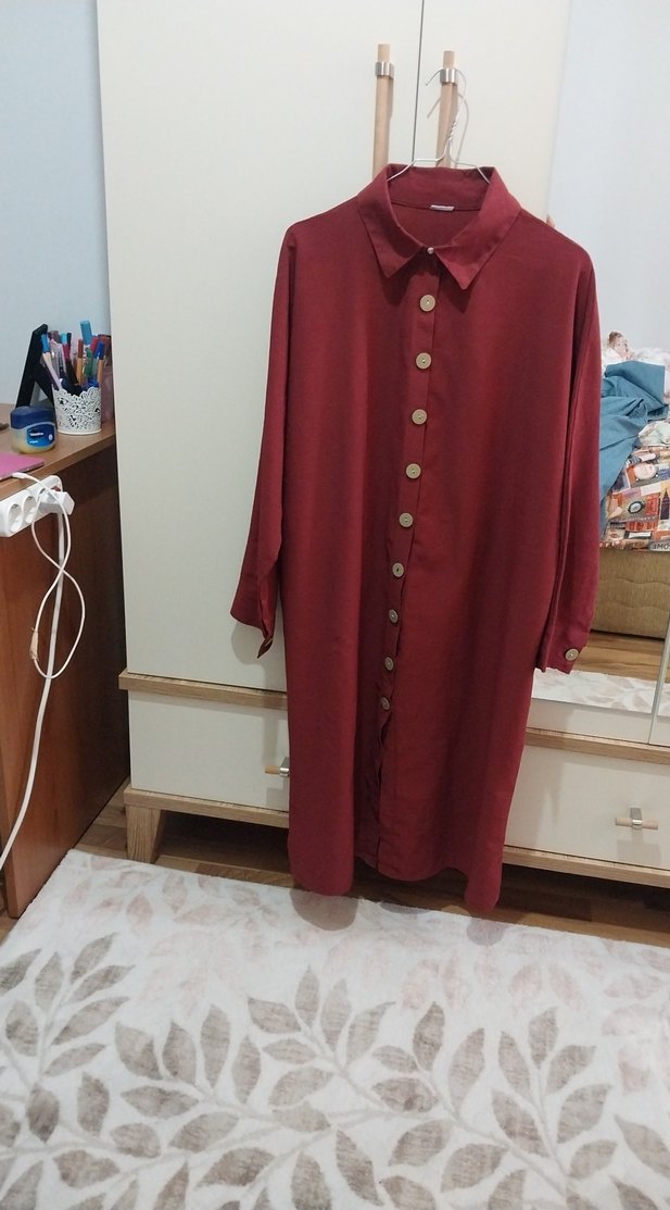 Bordo Uzun Kollu Kadın Tunik - Görsel 2