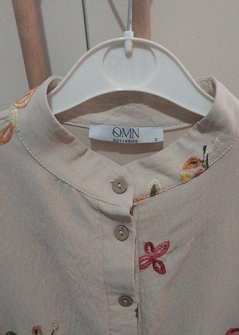 Nakışlı Beyaz Bohem Kadın Kısa Gömlek - Görsel 10