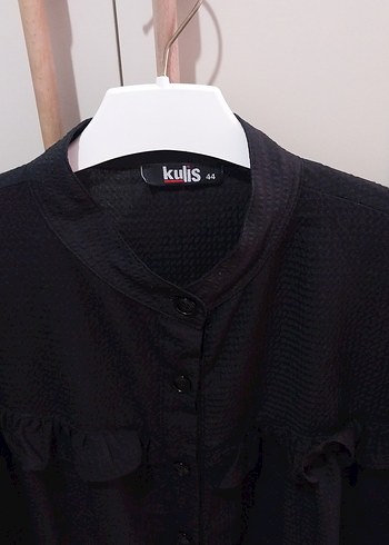 Siyah Fırfırlı Uzun Kollu Gömlek - Görsel 6