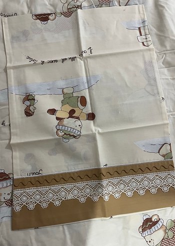 Nakışlı Pamuklu Çocuk Uyku Seti Bej - Görsel 2