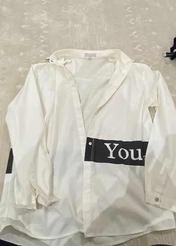 Kadın Beyaz Keten Uzun Kollu Gömlek - Görsel 2