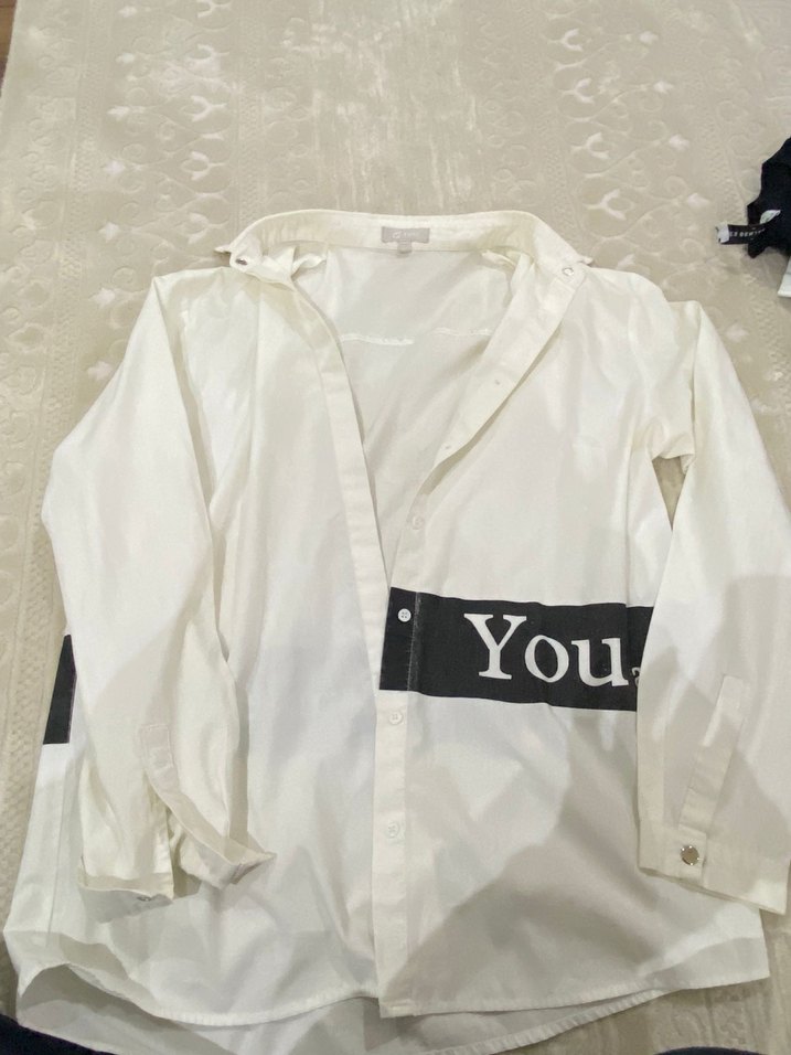 Kadın Beyaz Keten Uzun Kollu Gömlek - Görsel 2