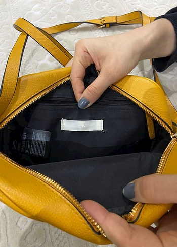 Sarı Deri Kadın Çanta Püsküllü - Görsel 4