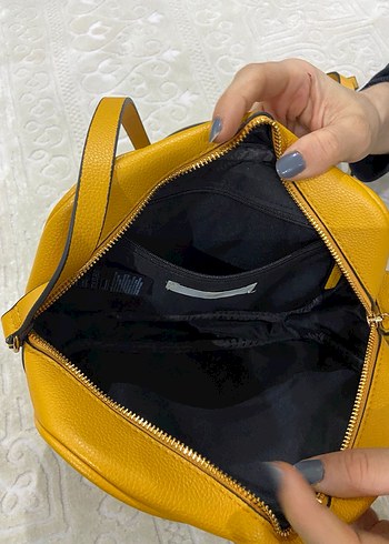 Sarı Deri Kadın Çanta Püsküllü - Görsel 3