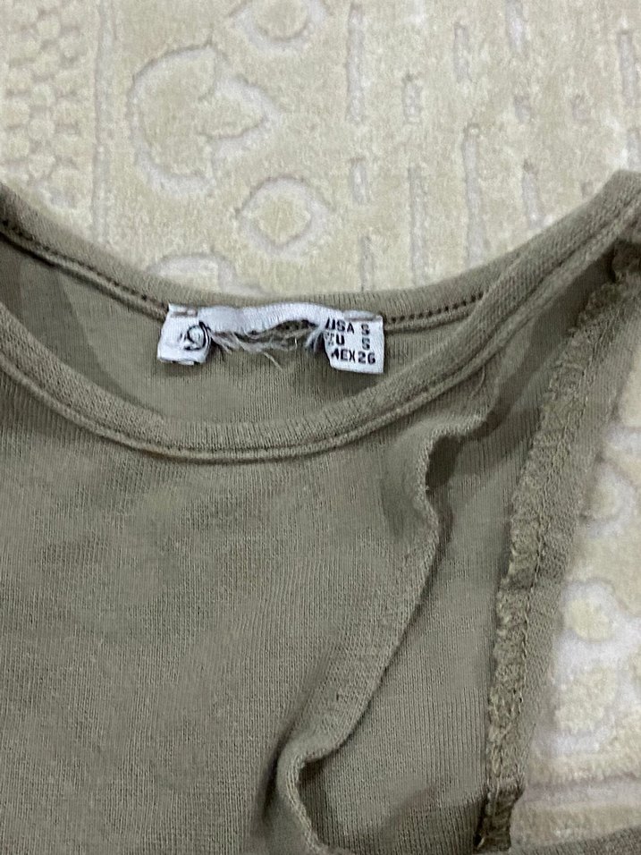 Düz Bej Crop Top - Görsel 2