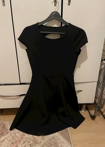 Siyah Midi Kadın Elbise V Yaka - Görsel 2