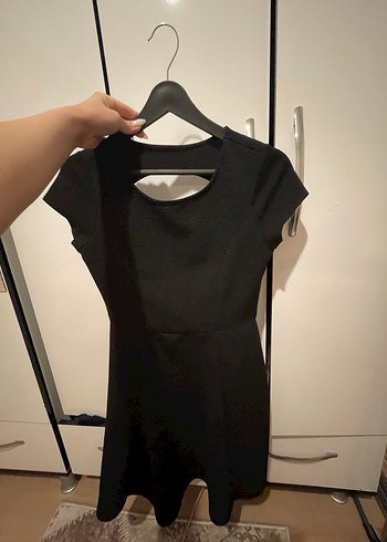 Siyah Midi Kadın Elbise V Yaka - Görsel 3