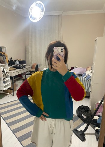 Mudo Renkli Oversize Kadın Sweatshirt