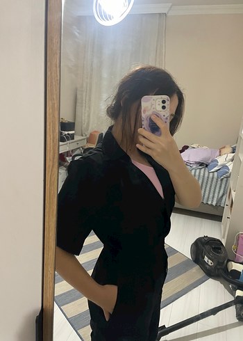 Mango Siyah Kadın Midi Tulum - Ofis ve Günlük