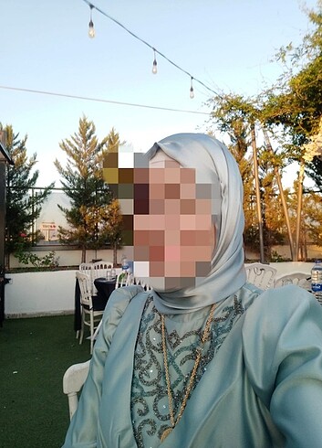 l Beden TESETTÜR SATEN MİDİ ABİYE ELBİSE