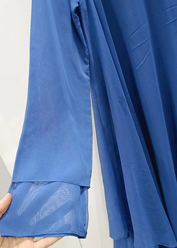 Uzun Kollu Mavi Salaş Tunik - Görsel 4