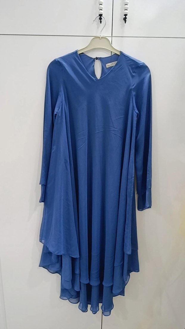 Uzun Kollu Mavi Salaş Tunik - Görsel 2