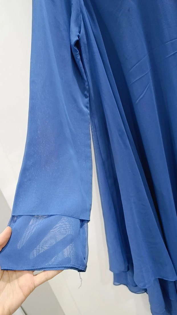 Uzun Kollu Mavi Salaş Tunik - Görsel 4