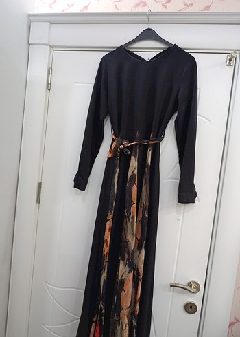 Uzun Kollu Siyah Piliseli Bohem Elbise - Görsel 2