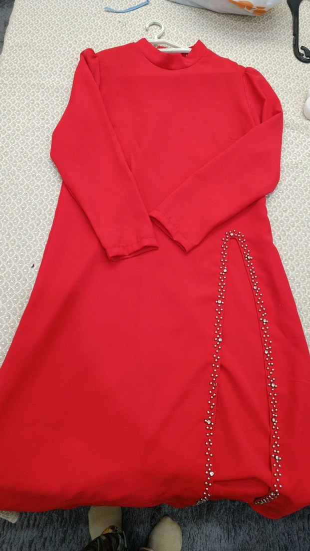 Kırmızı Zincir Detaylı Uzun ikili takım - Görsel 2