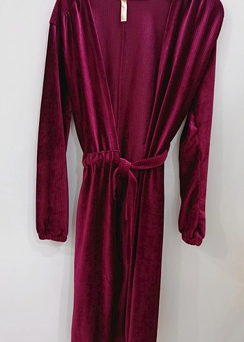 Bordo Kadın Uzun Süet Salaş Kaban - Görsel 2