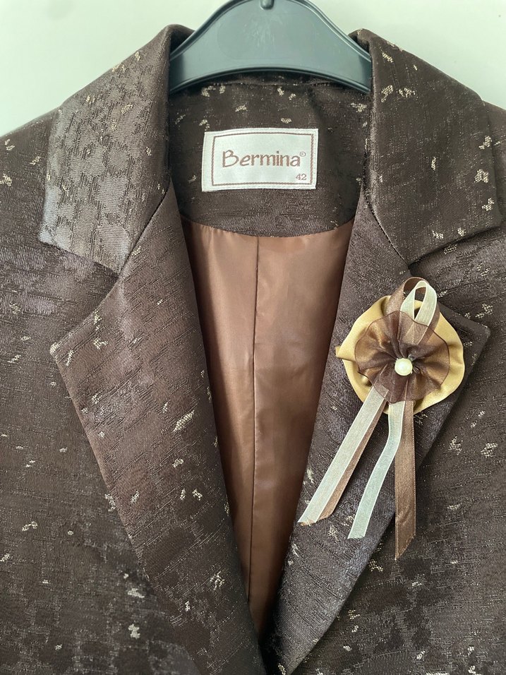 Kahverengi Düğmeli Kadın Blazer Ceket - Görsel 4