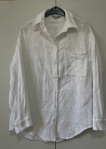 Müslin Keten Beyaz Gömlek - Görsel 2