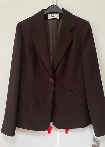 Kadın Kahverengi Düğmeli Blazer Ceket