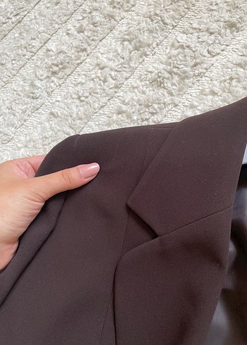 Kadın Kahverengi Düğmeli Blazer Ceket - Görsel 4