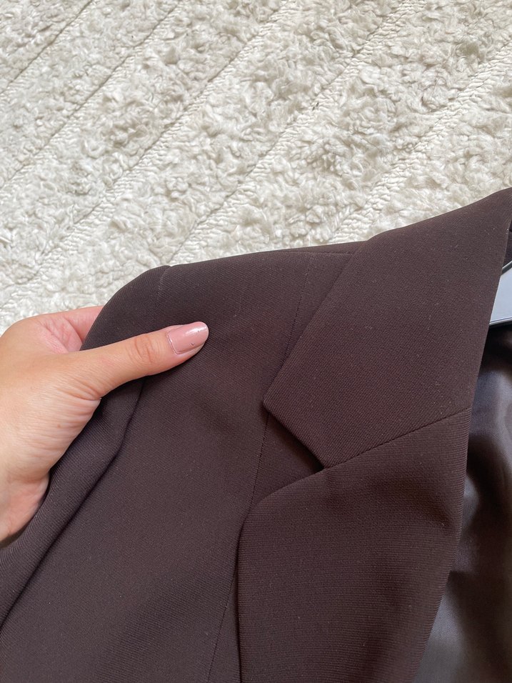 Kadın Kahverengi Düğmeli Blazer Ceket - Görsel 4