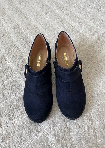 Koyu Mavi Süet Dolgu Topuklu Kadın Bot - Görsel 5