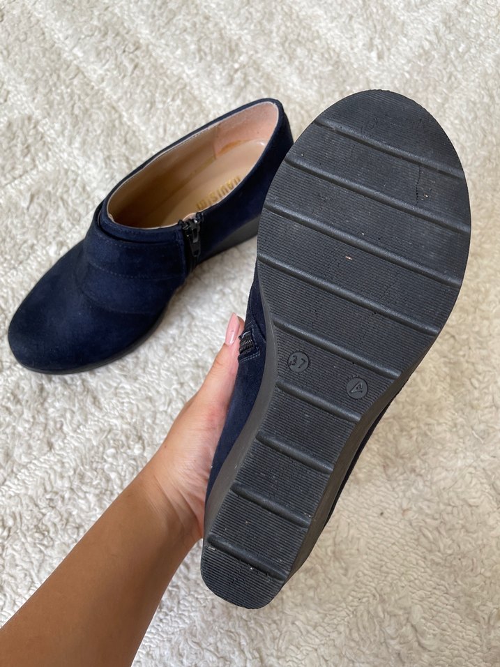 Koyu Mavi Süet Dolgu Topuklu Kadın Bot - Görsel 4