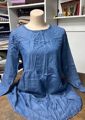 Mavi Uzun Kollu Hamile Denim Tunik - Görsel 6