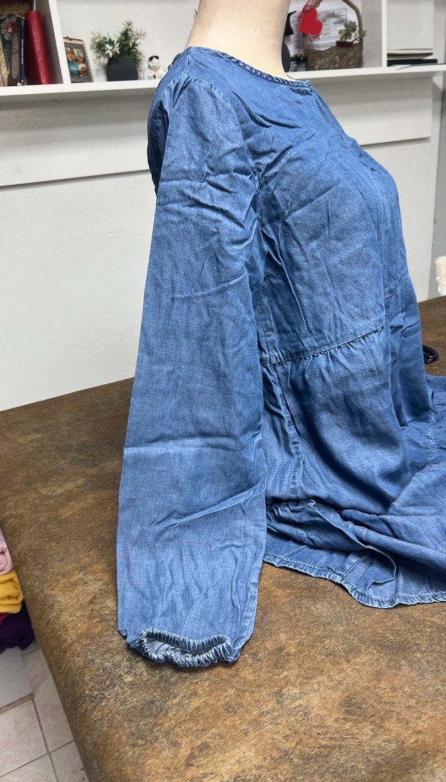 Mavi Uzun Kollu Hamile Denim Tunik - Görsel 2