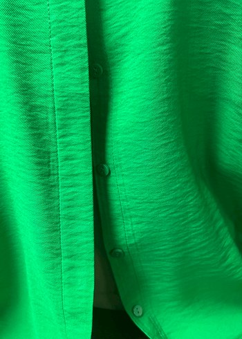 Yeşil Salaş Kadın Keten Gömlek - Görsel 4