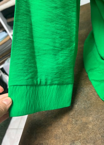 Yeşil Salaş Kadın Keten Gömlek - Görsel 2