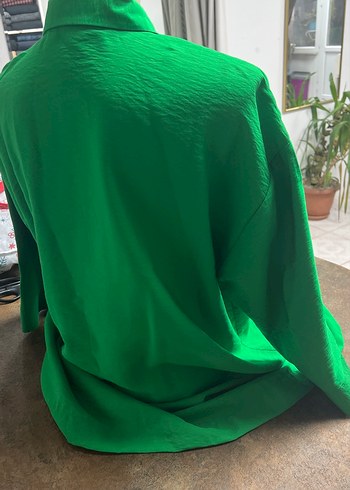 Yeşil Salaş Kadın Keten Gömlek - Görsel 5