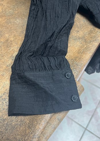 Kadın Siyah Bohem Pilili Keten Tunik - Görsel 2