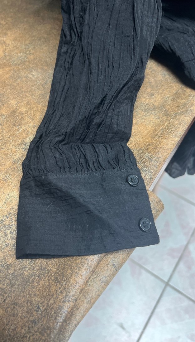 Kadın Siyah Bohem Pilili Keten Tunik - Görsel 2