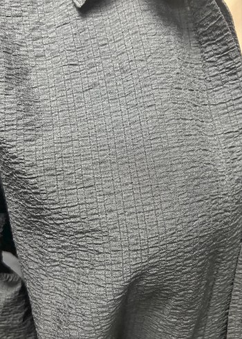 Gri Keten Kadın Uzun Kollu Gömlek - Görsel 2