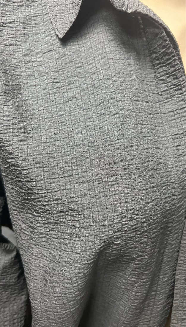 Gri Keten Kadın Uzun Kollu Gömlek - Görsel 2