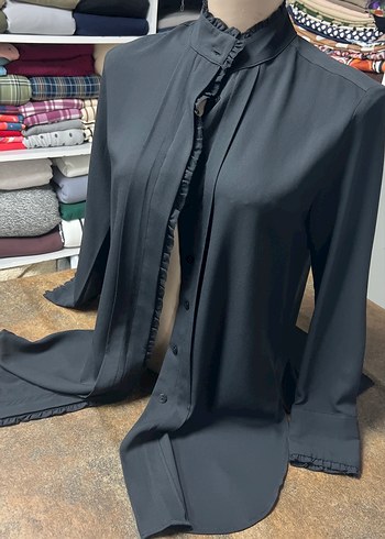 Siyah Uzun Kollu Kadın Gömlek - Görsel 9