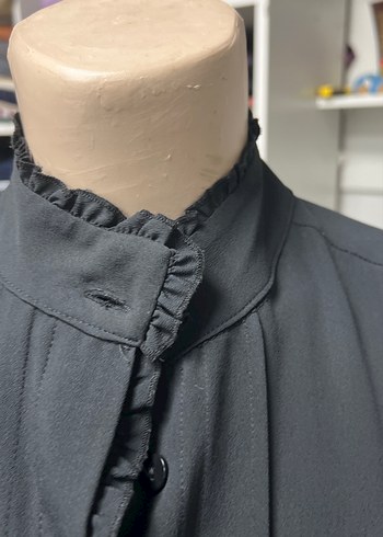 Siyah Uzun Kollu Kadın Gömlek - Görsel 8