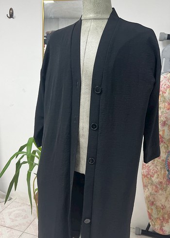 Düğmeli Siyah Uzun Kadın uzun tunik - Görsel 7