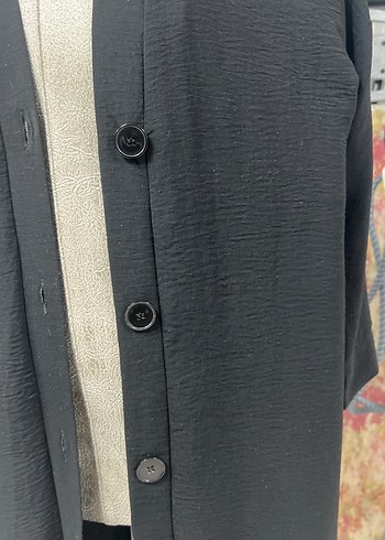 Düğmeli Siyah Uzun Kadın uzun tunik - Görsel 2