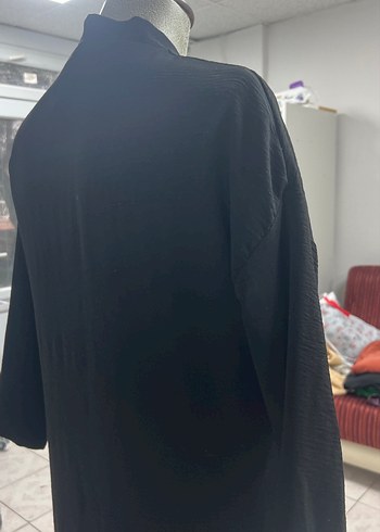 Düğmeli Siyah Uzun Kadın uzun tunik - Görsel 5