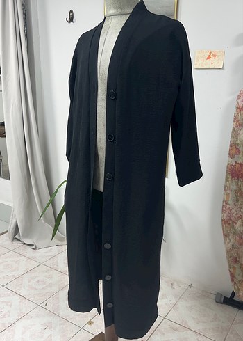 Düğmeli Siyah Uzun Kadın uzun tunik - Görsel 6